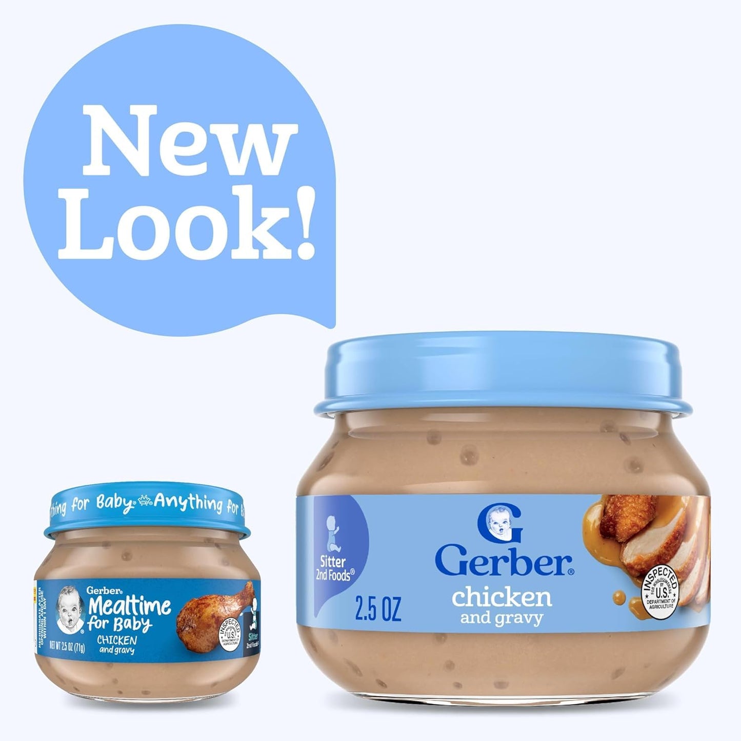 Gerber Baby 2Nd Foods Baby Food, Chicken & Gravy,Non-Gmo Pureed Baby Food With Essential Nutrients Glass Jar, 2.5 Ounce (Pack Of