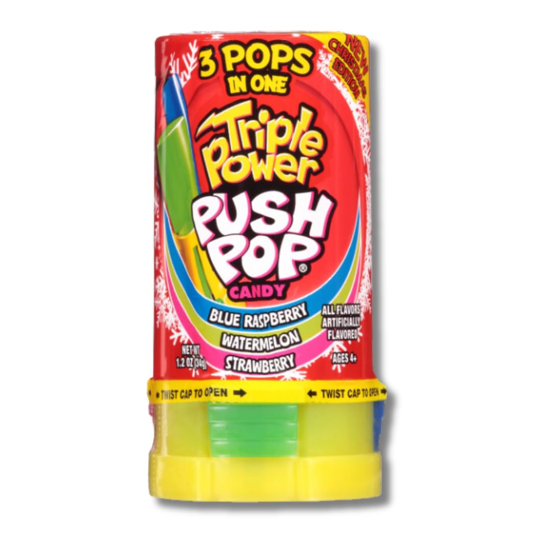 Limited Edition Triple Power Push Pops - Three Flavors In One - Individually Wrapped - By Lyza'S Sweets & Treats (Pack Of 4)