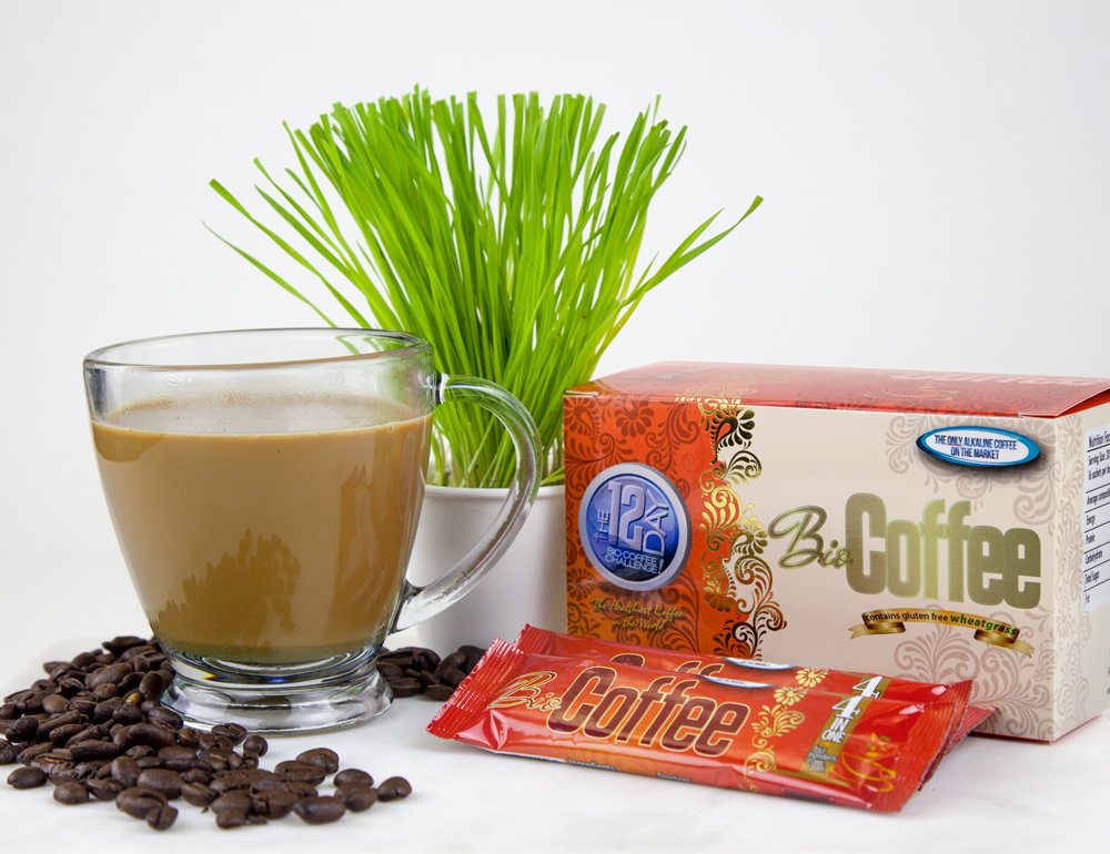 Bio Coffee- New! - First Organic Instant Non-Dairy Alkaline Coffee (12 Sachet Box)