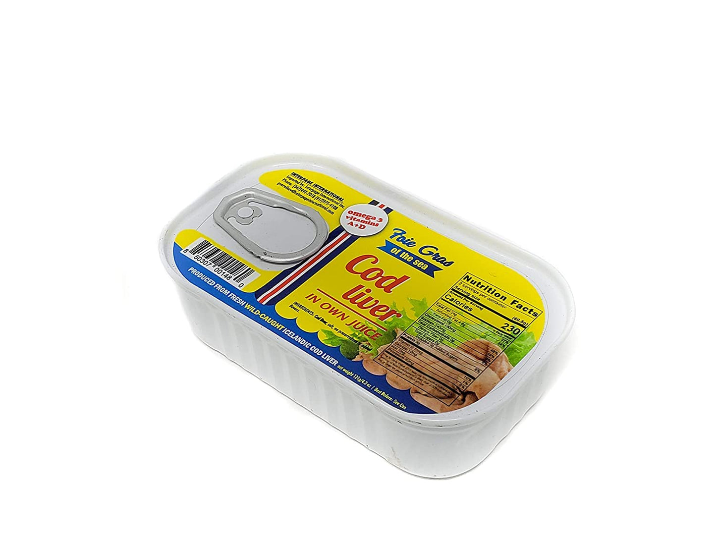 Foie Gras of the Sea Icelandic Wild-Caught Cod Liver (Foie de Morue) in Own Oil, 4.3 oz (Pack of 12) - Natural Source of Omega-3