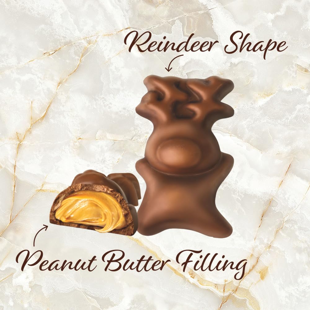 DOVE Milk Chocolate Peanut Butter Reindeer Christmas Chocolate Candy Bar  Christmas Candy Stocking Stuffers  1.1 Oz (Pack of 6)