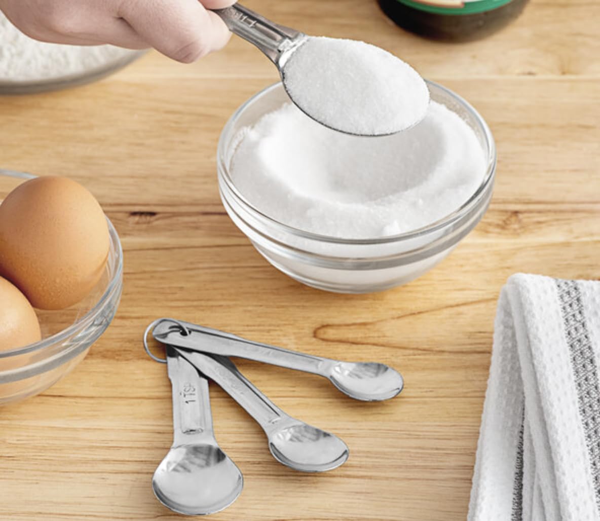 LuxProdX Stevia and Monk Fruit Sweetener with Erythritol, 9.8 Ounce (Pack of 2) + 4-Piece Stainless Steel Measuring Spoon Set