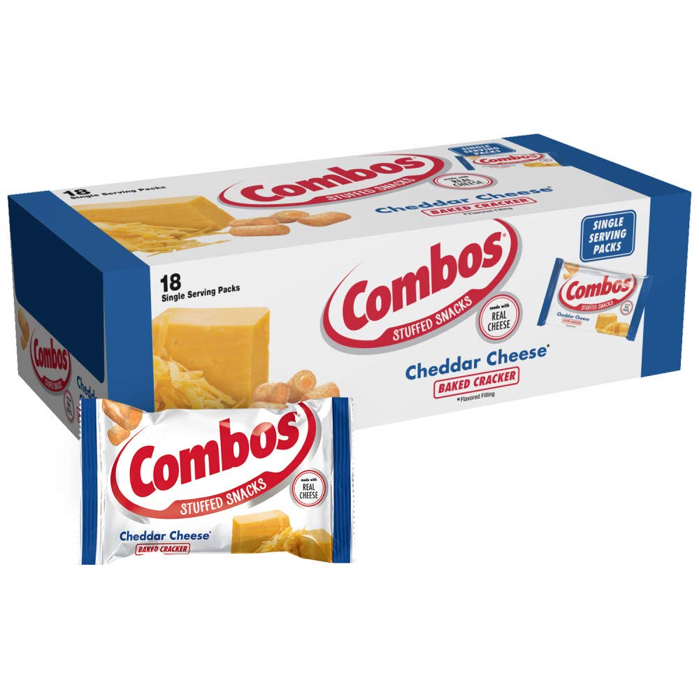 Combos Cheese Snacks - Cheddar Cheese Baked Crackers, 1.8 Ounce Bags, Pack of 18, Model 10041419714741