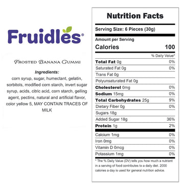 Fruidles Frosted Banana Gummy Candy, Delicious Sugar Coated Fruit Flavors Gummies (Half-Pound)