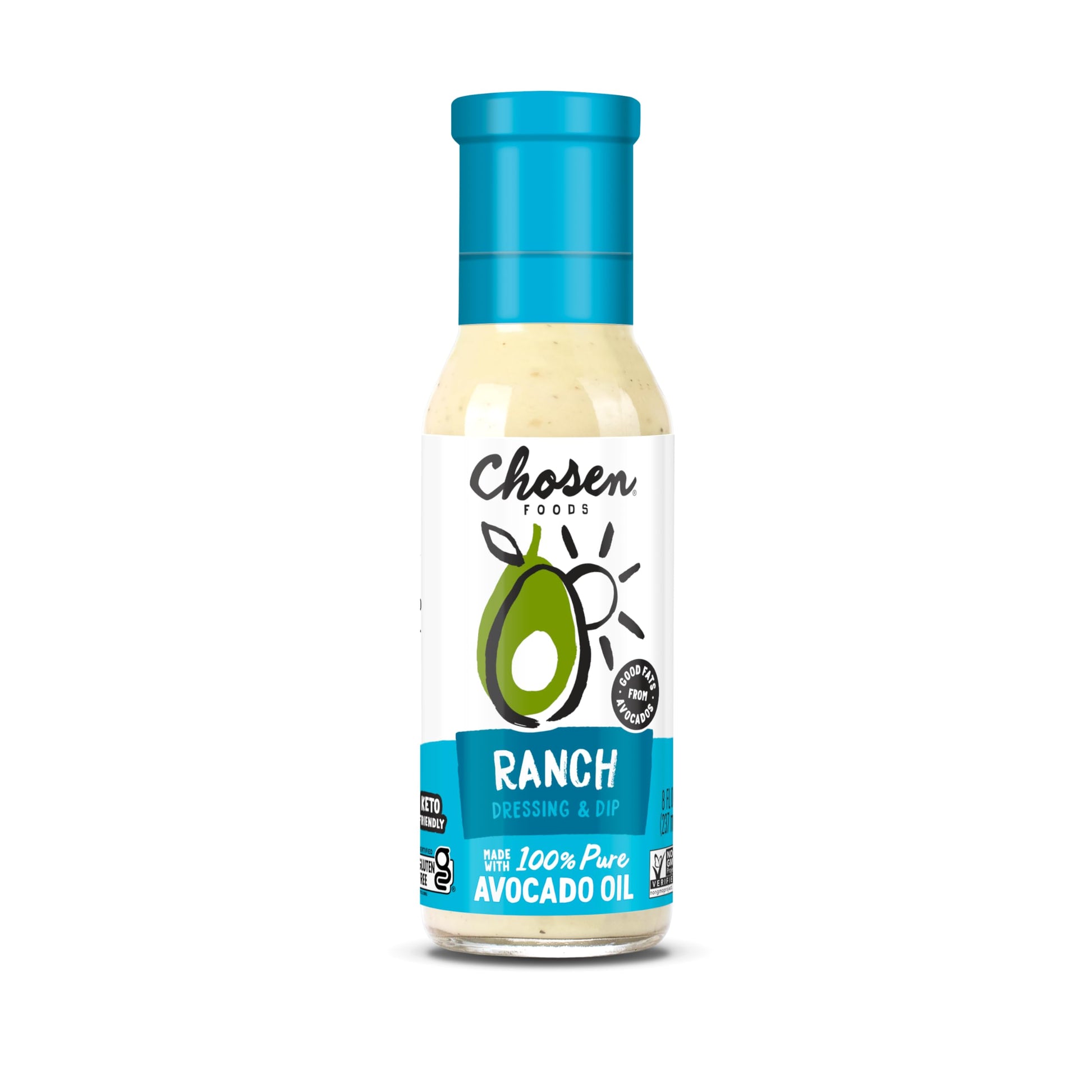 Chosen Foods Ranch Dressing & Marinade, Avocado Oil, 8 oz, Pack of 6, Natural, Model CHF02283-CASE