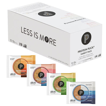 Protein Puck Plant Based Bars | Snacks With Vegan Protein | 16 Count | 3.25 Oz Full Size | Gluten Free, Non Dairy, Kosher Certified Non Gmo Enhanced Healthy Bars | Variety Pack