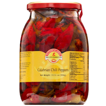 Tuttocalabria, Whole Calabrian Chili Peppers In Oil, All Natural, Non-Gmo, Product Of Italy, Glass Club Pack, 33.5 Oz