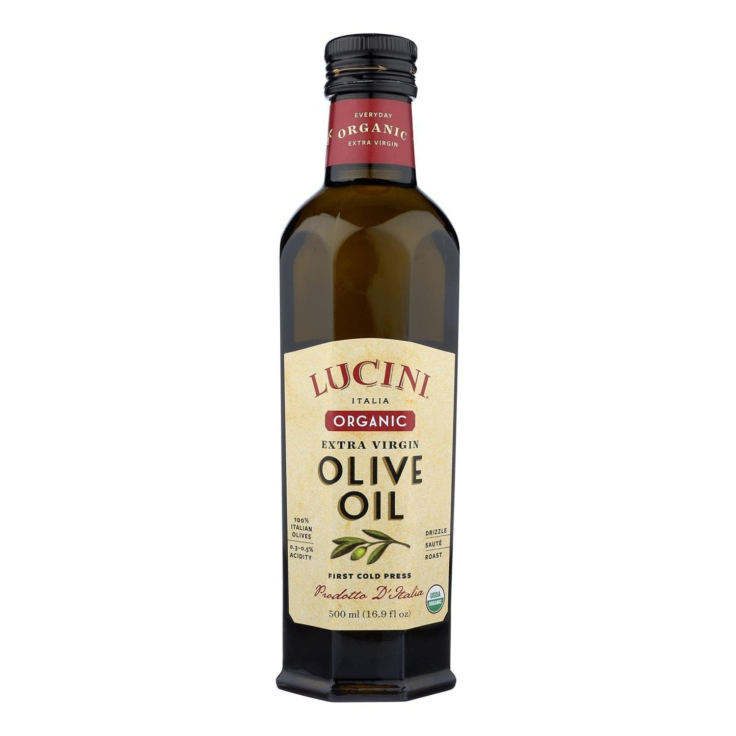 Lucini Organic Premium Select Extra Virgin Olive Oil - Italian EVOO - Hand Picked Olives from Italy - Non GMO Verified, Whole30