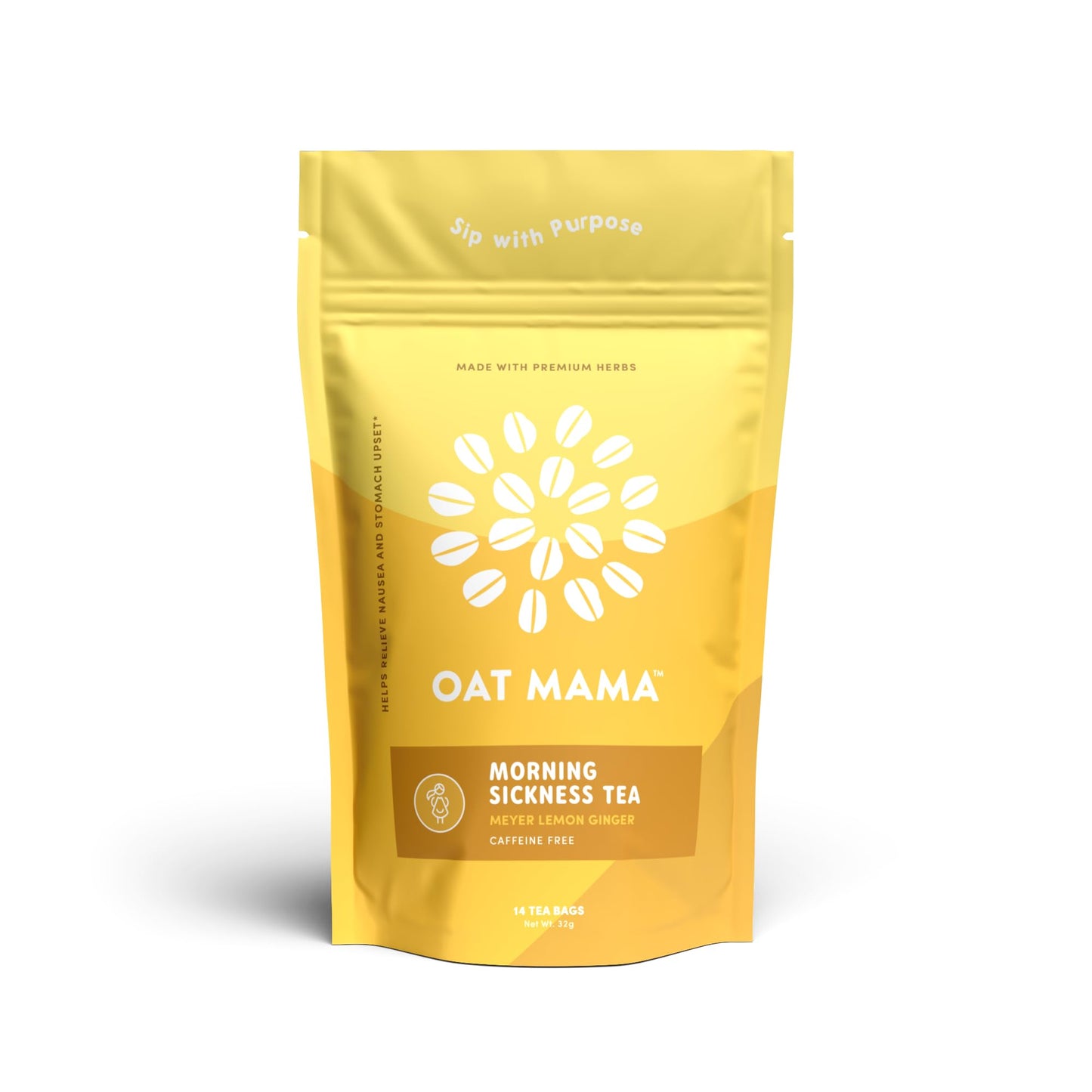 Oat Mama Morning Sickness Relief Tea: Decaf Ceylon Black Tea  Organic Flavor Blendger Root  Lemon Verbena  Organic Lemon Peel  Meyer Lemon Flavor Blendger - 14 Tea Sachets  Makes 28 Cups