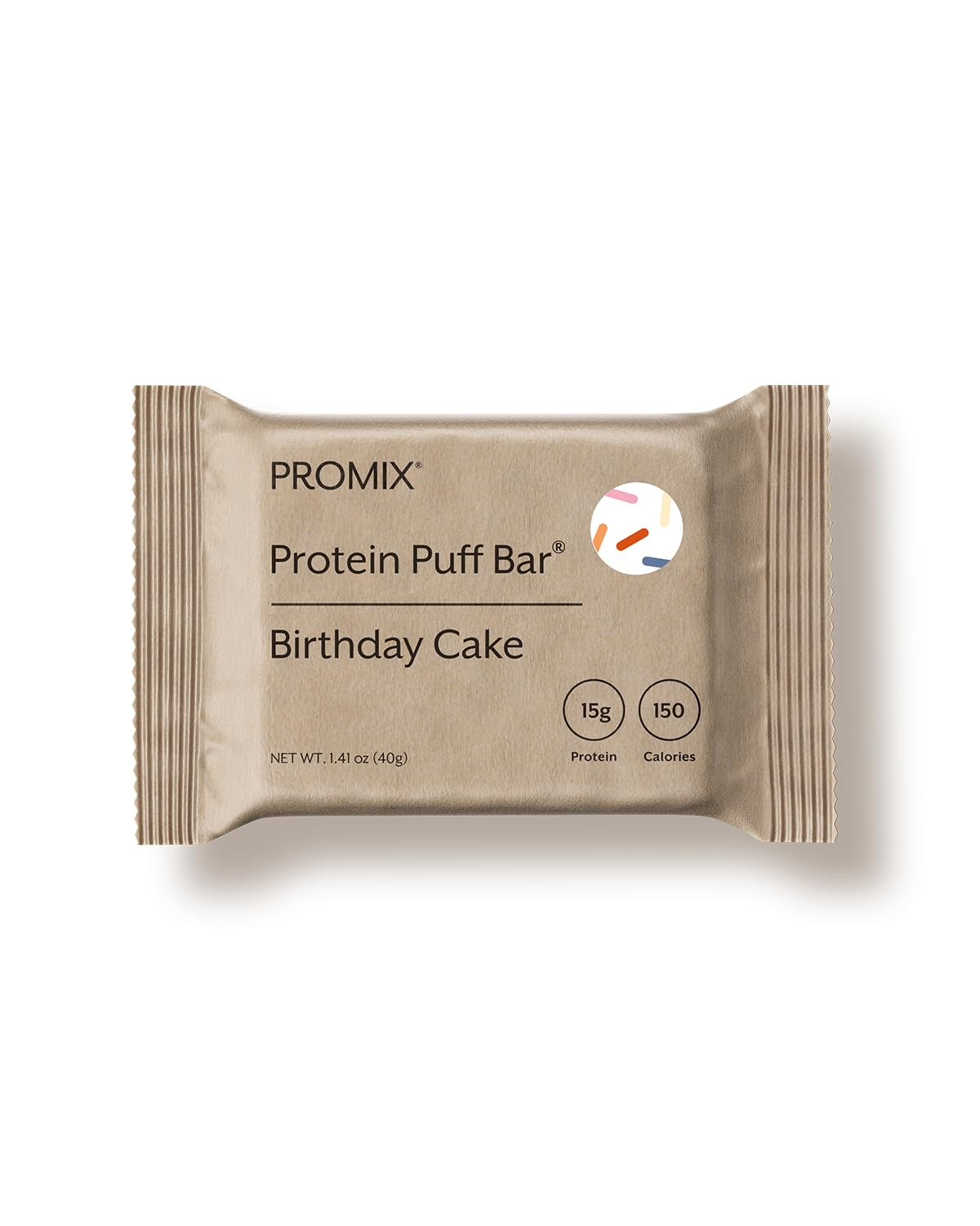 Promix Nutrition Protein Puff Bars - Birthday Cake - Marshmallow Crispy Treat - Great Tasting & Healthy On The Go Snack - High Protein & Low Calorie - Free From Gluten, Soy, & Corn - 12 Bars