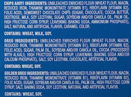 Nabisco Sweet Treats Cookie Variety Pack OREO, OREO Golden & CHIPS AHOY!, 30 Snack Packs (2 Cookies Per Pack) (Pack of 2)