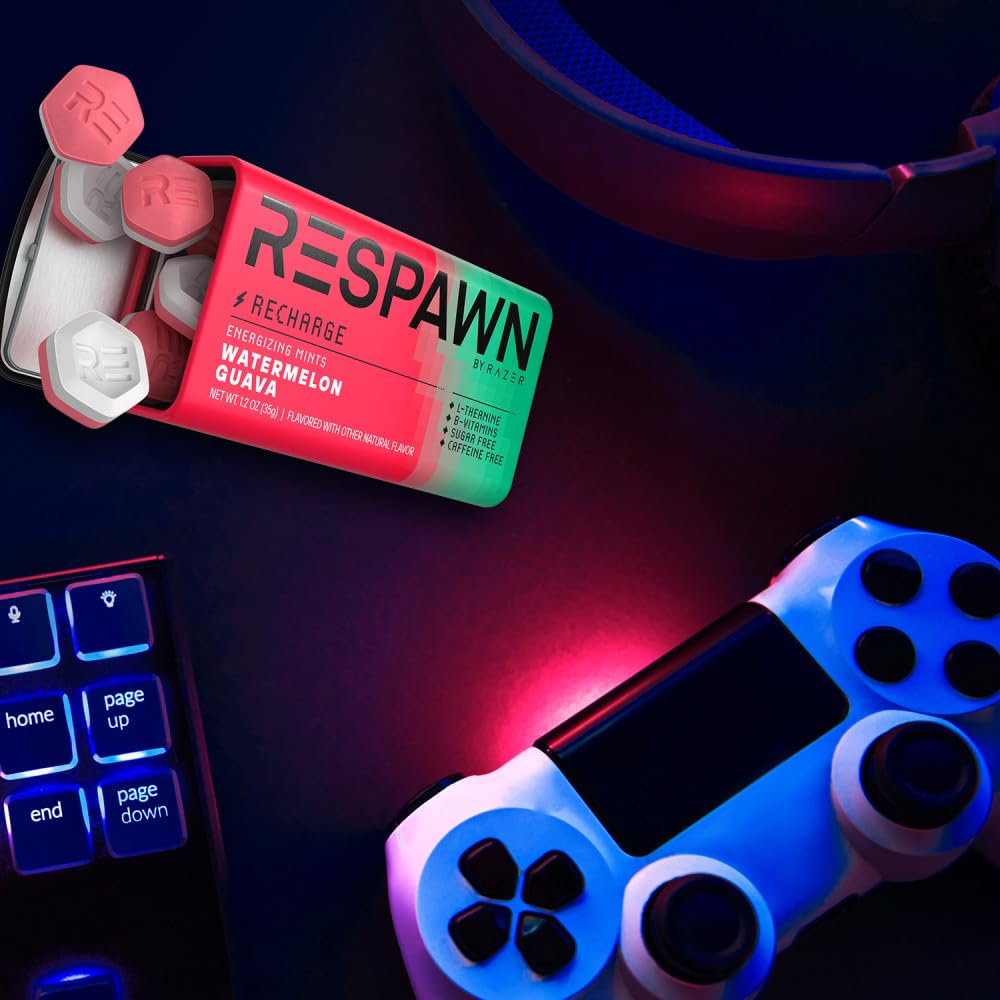 RESPAWN by Razer Sugar Free Mints Watermelon Guava, Breath Mints, Sugar Free Candy, 1 oz Pack of 8