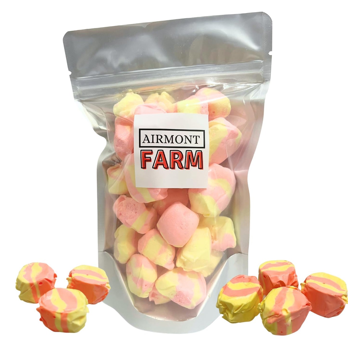 Airmont Farm Freeze-Dried Candy Salt Water Taffy - Strawberry Banana - 2 oz - Bite-Sized Pieces - Crunchy Snack