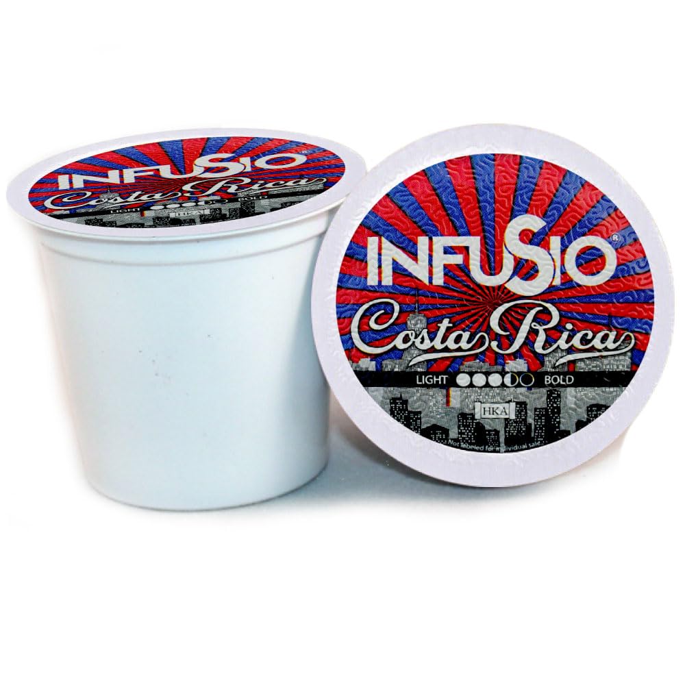 InfuSio Coffee Pods Costa Rica Medium Roast, 96 Count, Compatible with Keurig K Cups, Single Serve