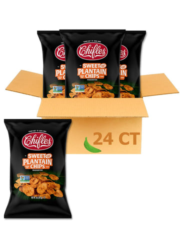 Chifles Maduritos Sweet Plantain Chips - 24 Individual Bags - Sweet Plantain Snacks - Less Fat than Most Potato Chips - Tasty Ve