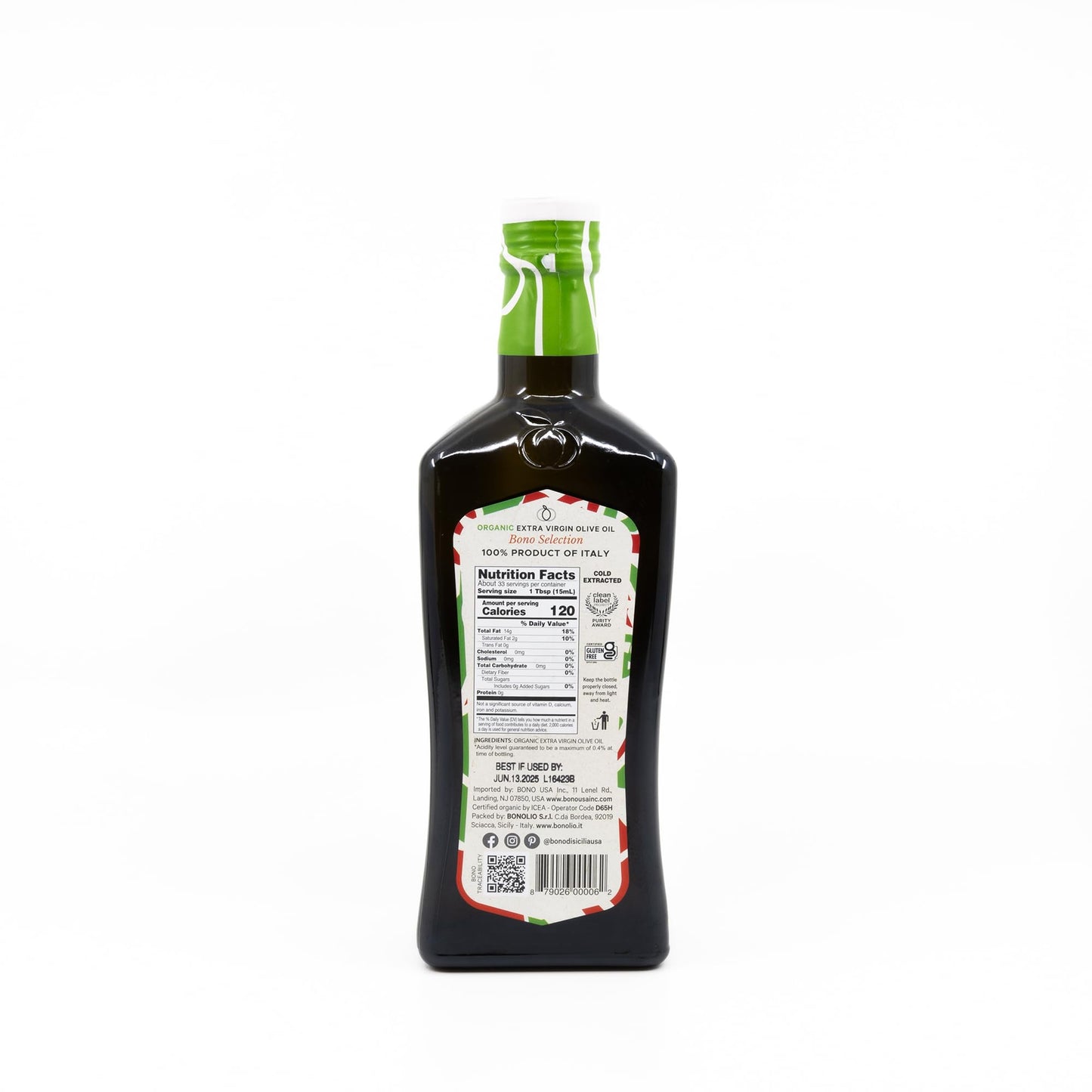 Bono 100% Italian Organic Extra Virgin Olive Oil 16.9 fl oz