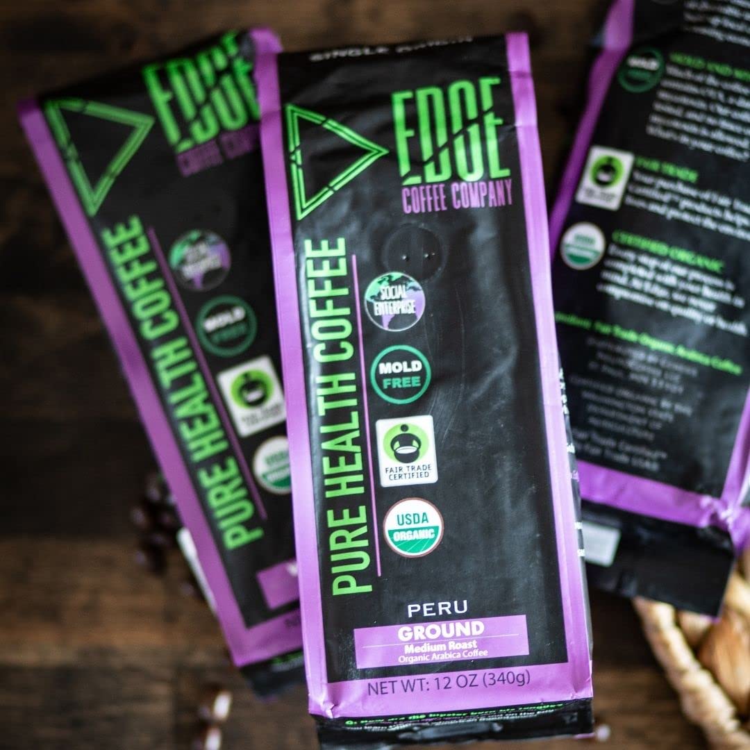 Edge Coffee Company Mold Free Organic Fair Trade Coffee - Low Acid Whole Bean 12oz