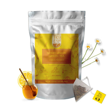 Honey Lemon Green Tea Bags (50 Count), Green Tea With Chamomile, Lemon & Honey Extract, Caffeinated, Real And Natural Green Tea,