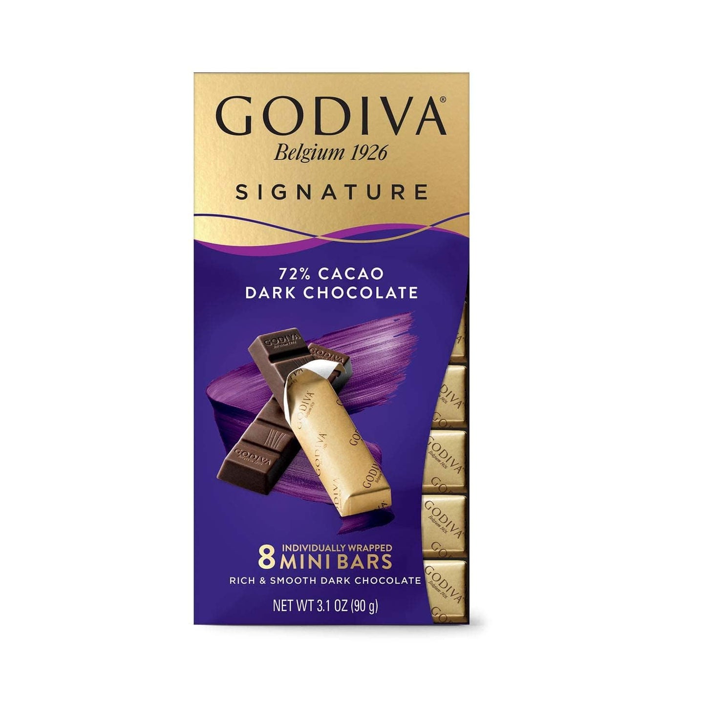 Godiva Signature Dark Chocolate Mini Bars, 72% Cacao, 3.1oz, Pack of 1, Chocolate