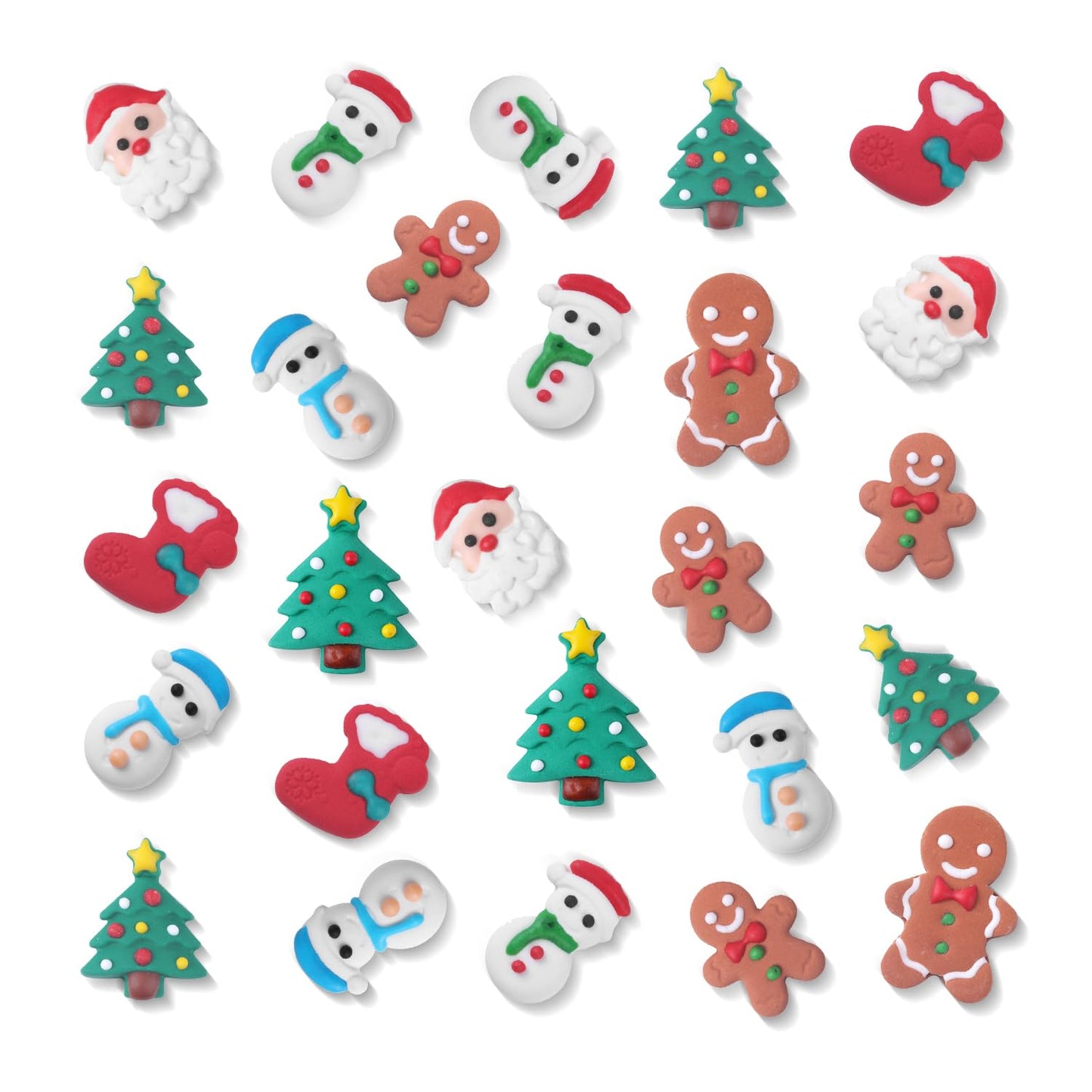 Royal Icing Cake Decorations - Gingerbread Man  Snowman  Santa Claus  Christmas Stocking for Merry Christmas Party (26 Count)
