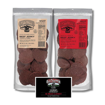 LYZAS SWEETS & TREATS Old Trapper Double Eagle Beef Jerky Gift Set - 10.5 oz (Pack of 2) with Bonus Magnet - Old Fashioned & Spicy