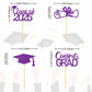 Moitkptt Graduation Cupcake Toppers - 24Pcs Purple Class of 2025 Cake Decorations, Paper Material