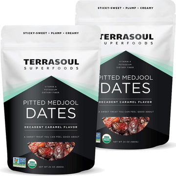 Terrasoul Superfoods Organic Pitted Medjool Dates, 3 Lbs (Pack of 2) - Pits Removed | Soft Chewy Texture | Sweet Caramel Taste