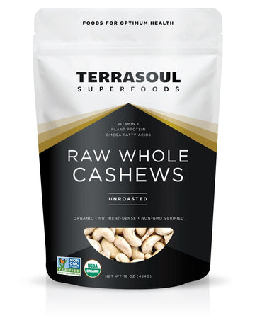 Terrasoul Superfoods Organic Raw Cashews - 16 Oz - Premium Quality for Snacking, Baking, and Culinary Creations