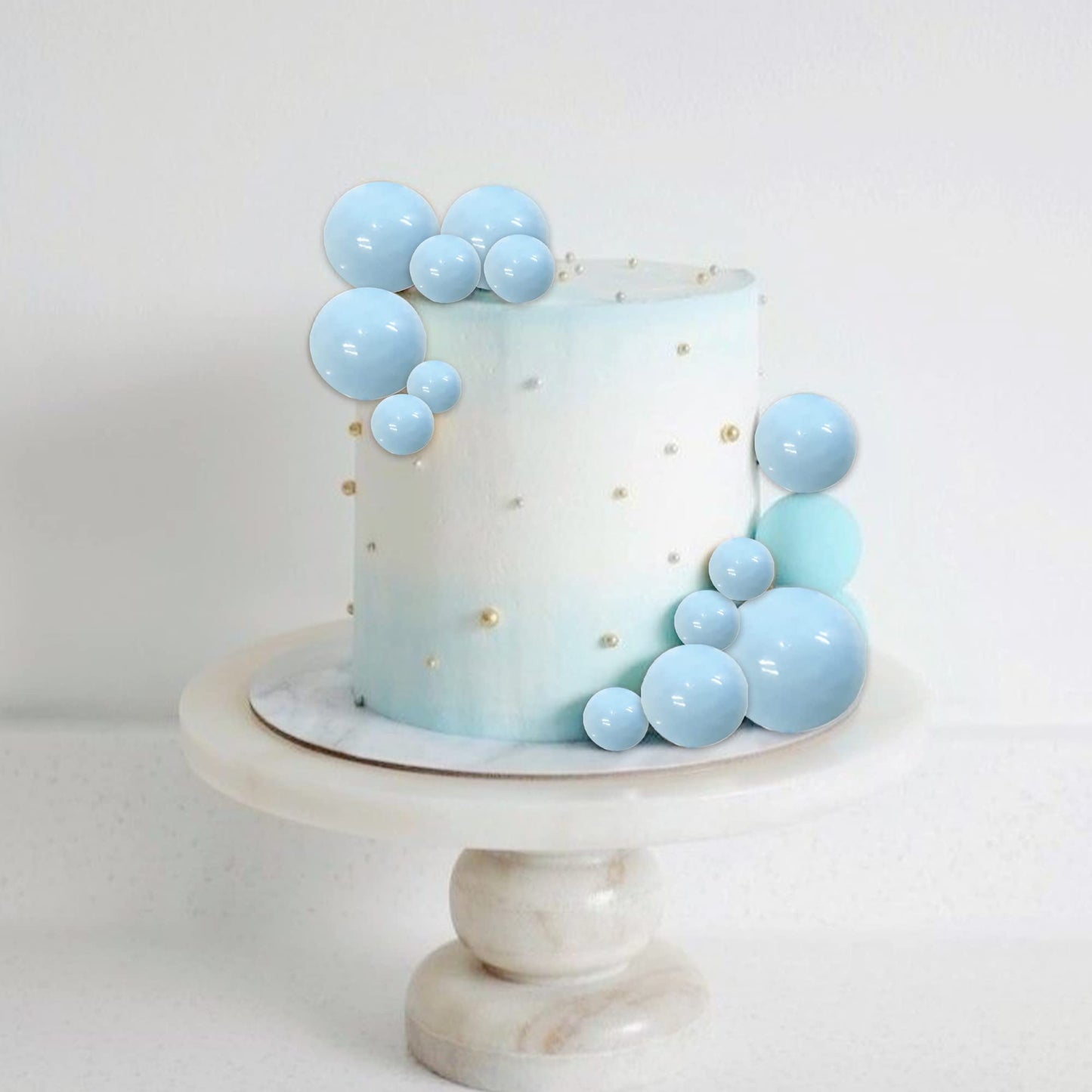 Rssta i Mini Balloon Cake Topper Set, 30 PCS Foam and Pearl Balls, Blue, Model XM237-blue, Ideal for Baby Shower and Birthday Party Decorations