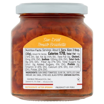 Delallo Sun Dried Tomato Bruschetta, 10Oz Jar, 6-Pack