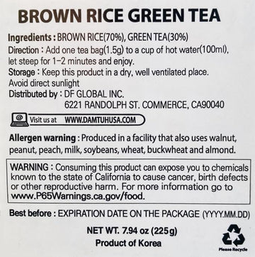 Damtuh Korean Brown Rice Green Tea Genmaicha Tea 150 Tea Bag (Pack Of 1)