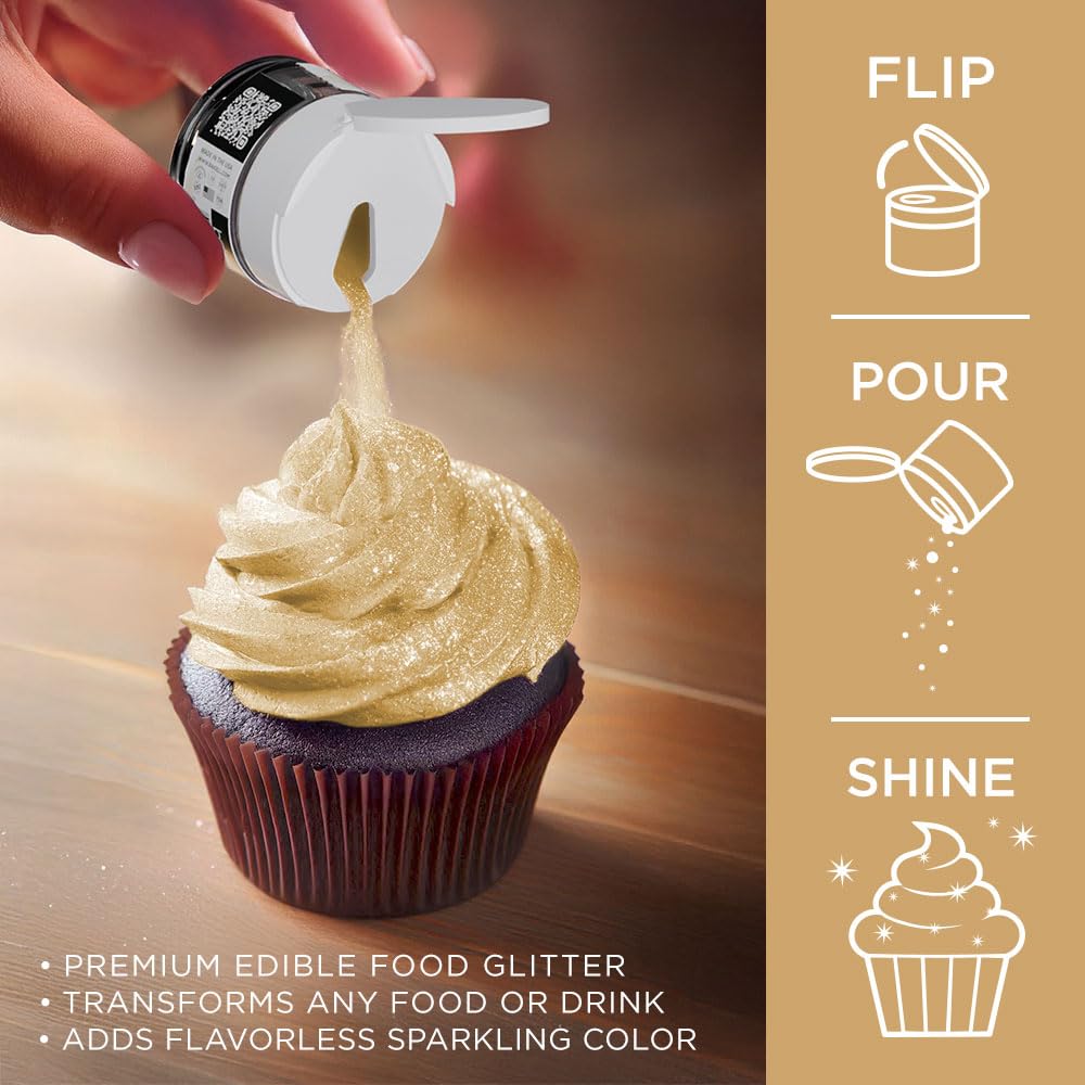 Bakell Edible Glitter Tinker Dust, Bright Gold, 0.17 Ounce, KOSHER Certified