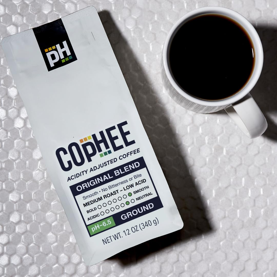 Ph Adjusted Coffee By Cophee - Ground Medium Roast - Smooth Non-Gmo Arabica - Acid Neutralizing Electrolytes For Sensitive Stoma