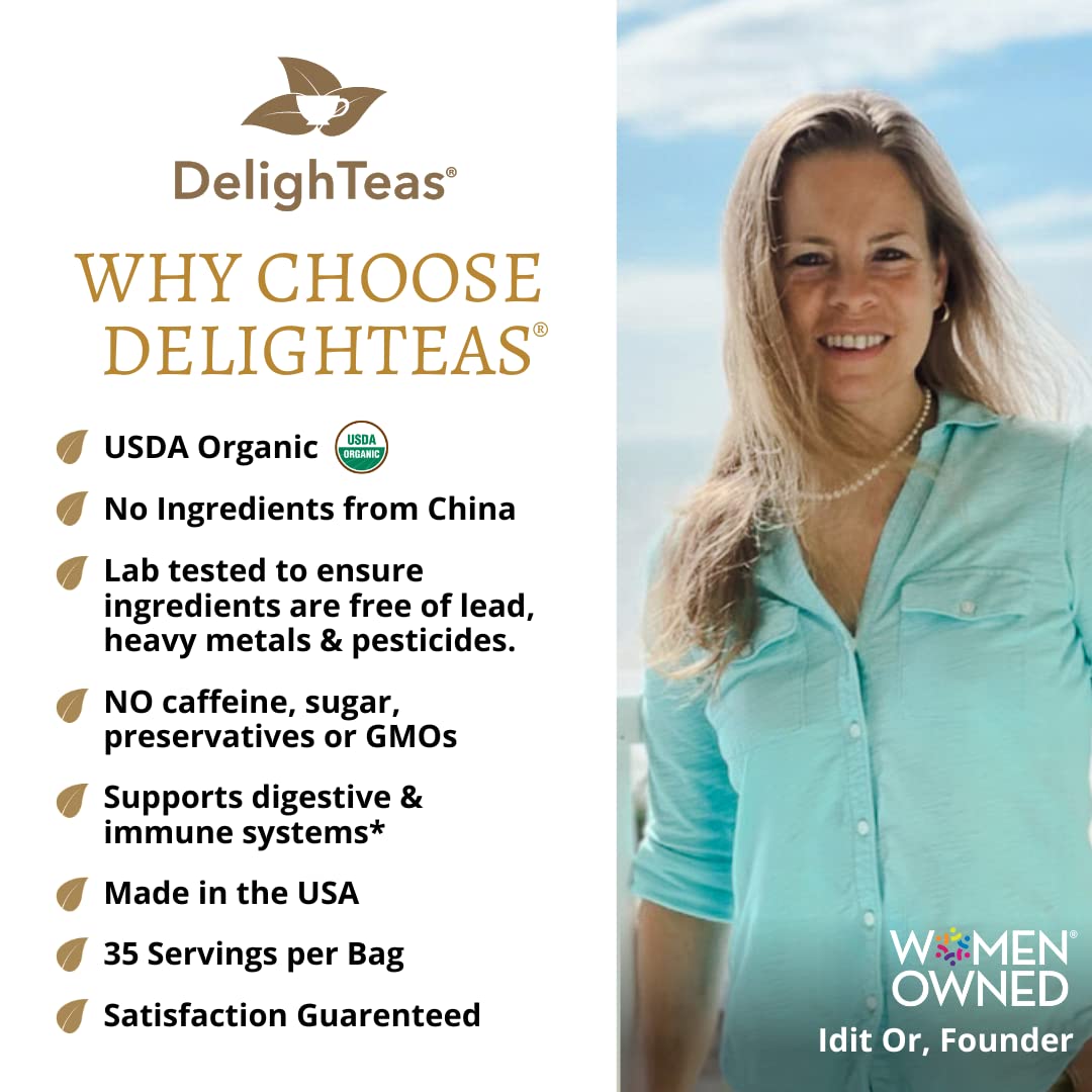 DelighTeas Organic Digest & Detox CCF Tea with Ginger, 3oz, Loose Leaf, USDA Organic, Caffeine Free, Non-GMO