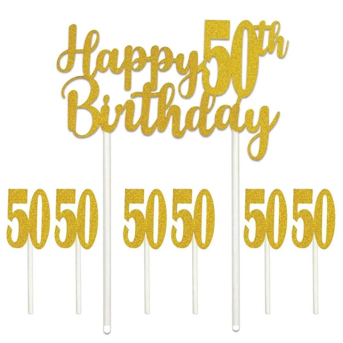 Beistle Happy 50th Birthday Cake Topper, Cardboard, Multicolor, 6 x 8¼, Model 53523-50