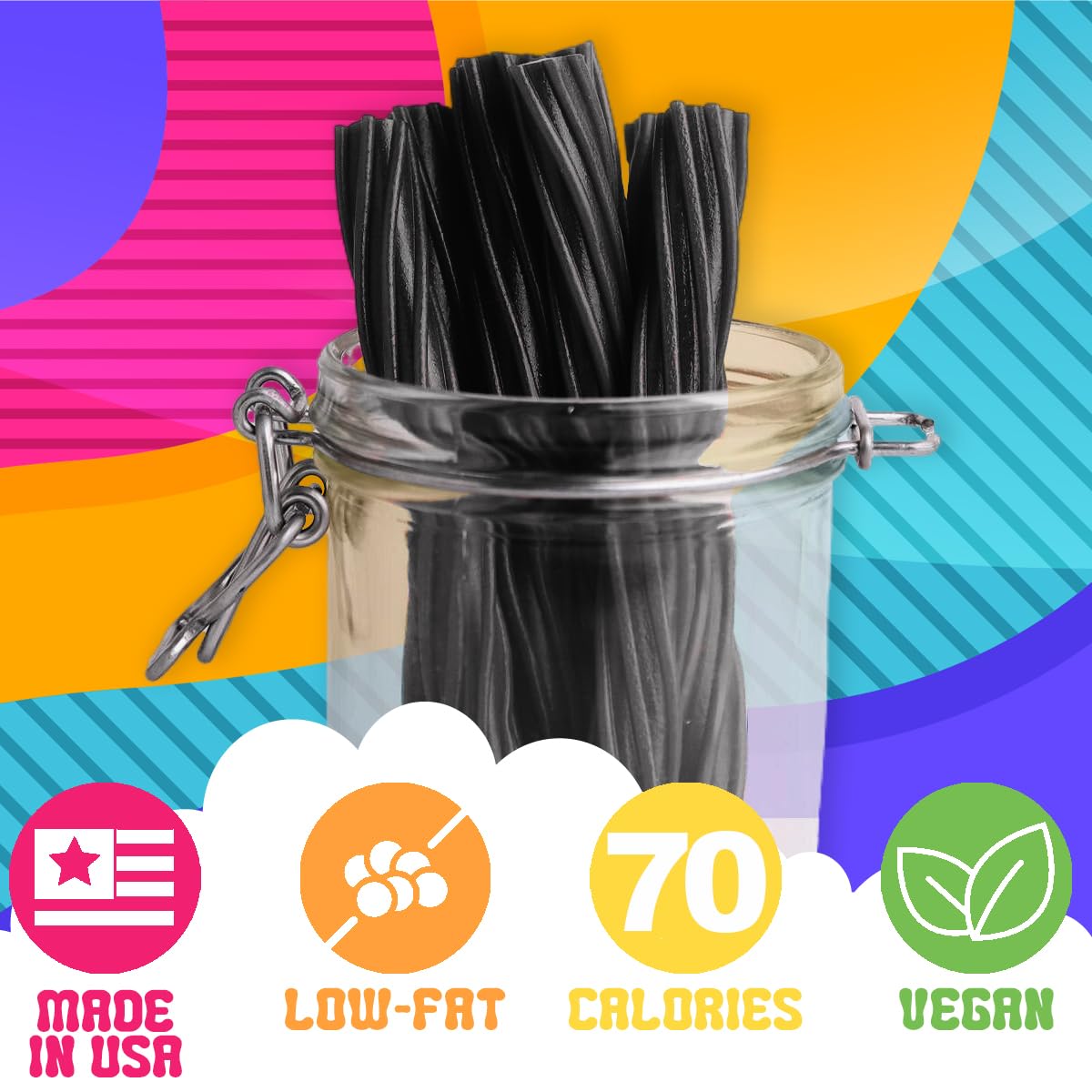 Amish Good Gourmet Licorice Twist Candy - Jumbo Black Licorice - Sweet & Chewy Treat - 16 Oz - 2 Pack