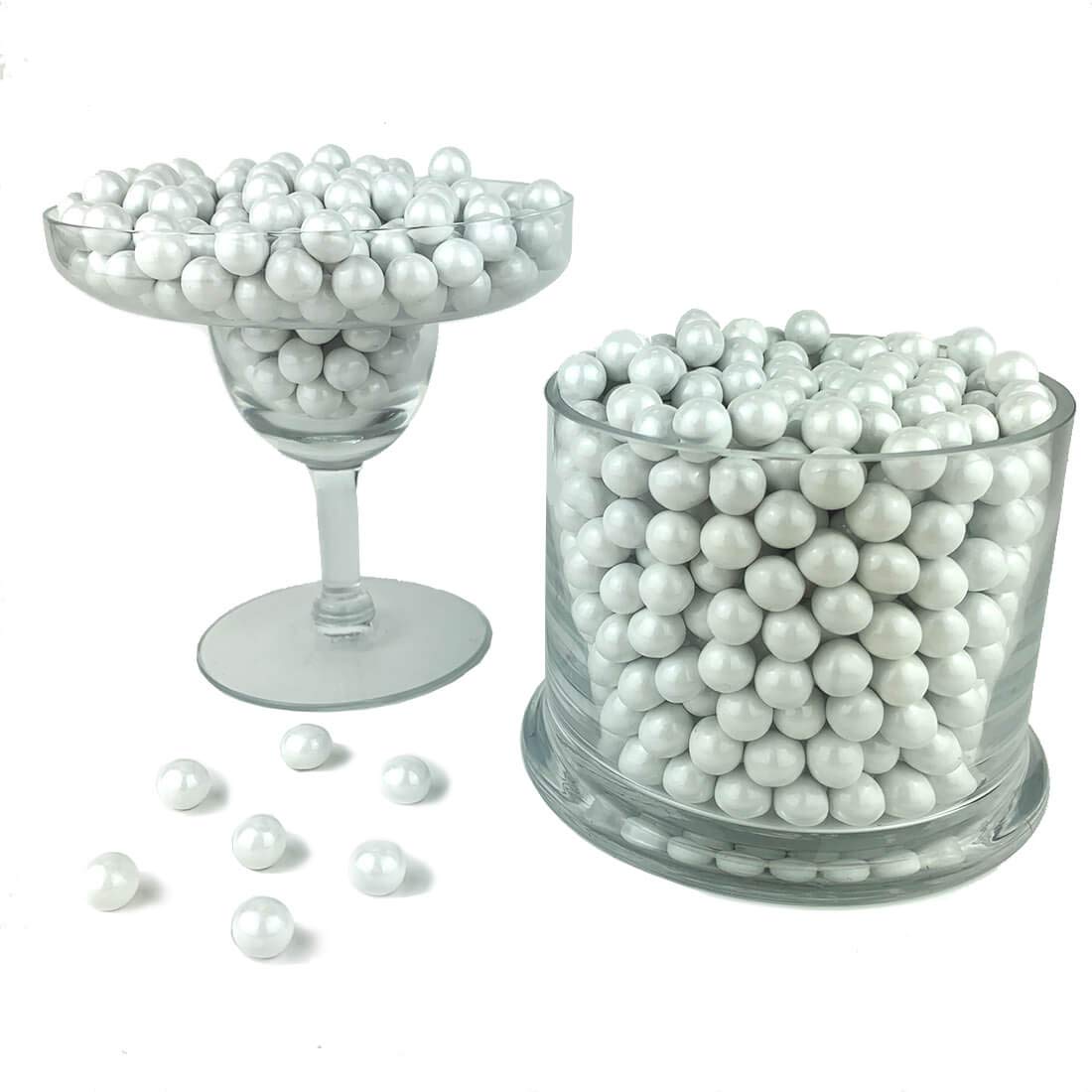 Color It Candy Shimmer White Sixlets 2 Lb Bag - Perfect For Table Centerpieces, Weddings, Birthdays, Candy Buffets, & Party Favo