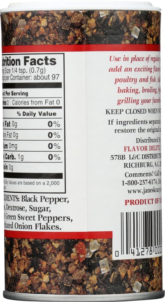 Jane's Original Krazy Mixed-Up Pepper, 2.5 oz - Flavorful Spice Blend for Cooking & Seasoning, JANES JUNGLE KITCHEN