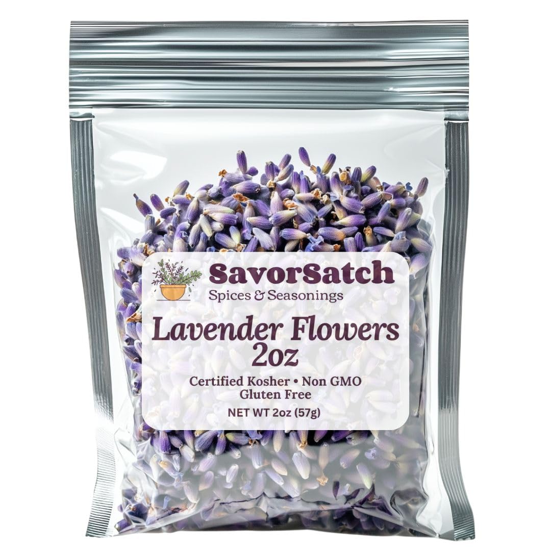 Savorsatch Dried Lavender Flowers Buds - 2 Oz Resealable Pouch | Culinary Grade  Whole Flower  Kosher Certified  Non-Gmo | Soothing Aroma  Herbal Tea  Baking  Crafts  Sachets - Product Of Albania