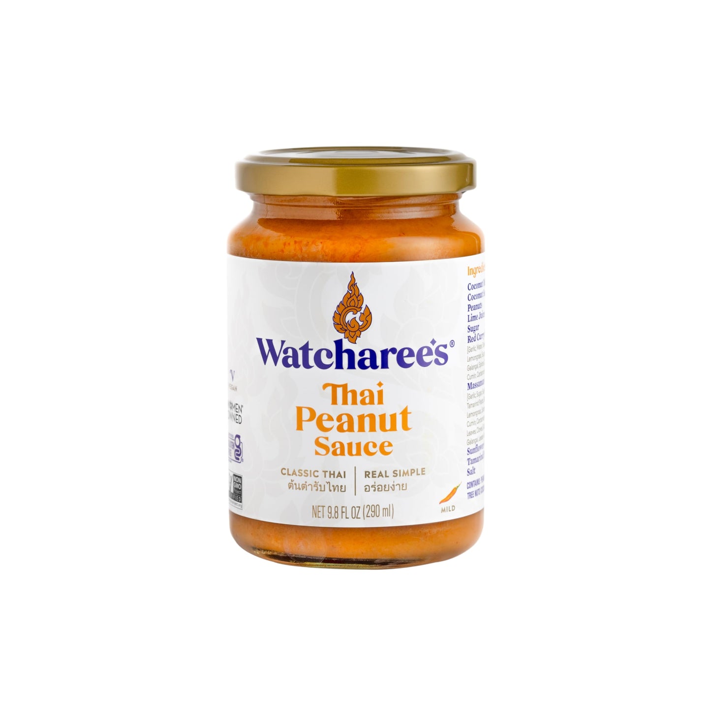 Watcharee'S Thai Peanut Sauce | Vegan | Authentic Traditional Thai Recipe | 12.8Oz Jar (Thai Peanut, 2 Pack)