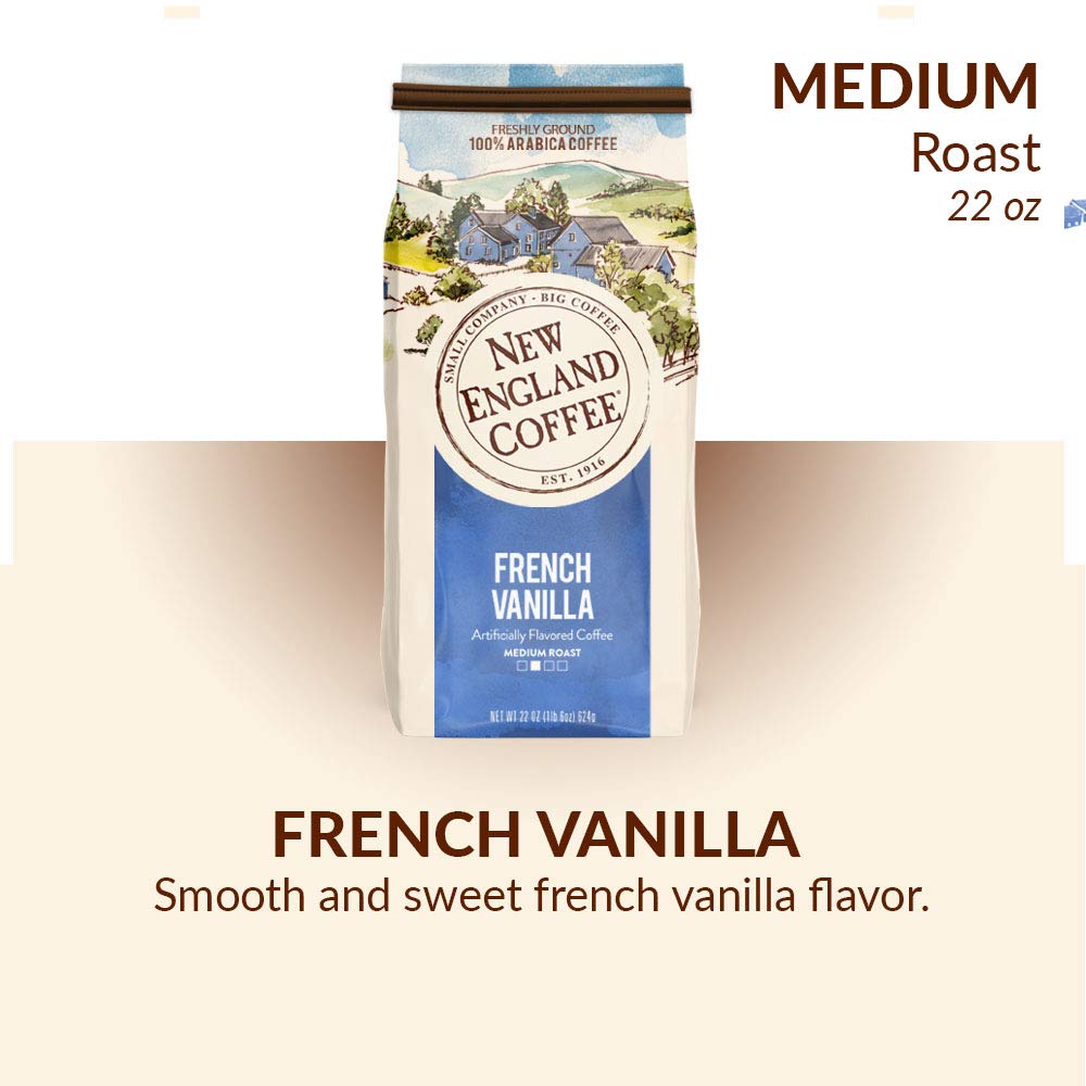 New England Coffee French Vanilla Medium Roast Ground Coffee, 22Oz Bag (Pack Of 1)