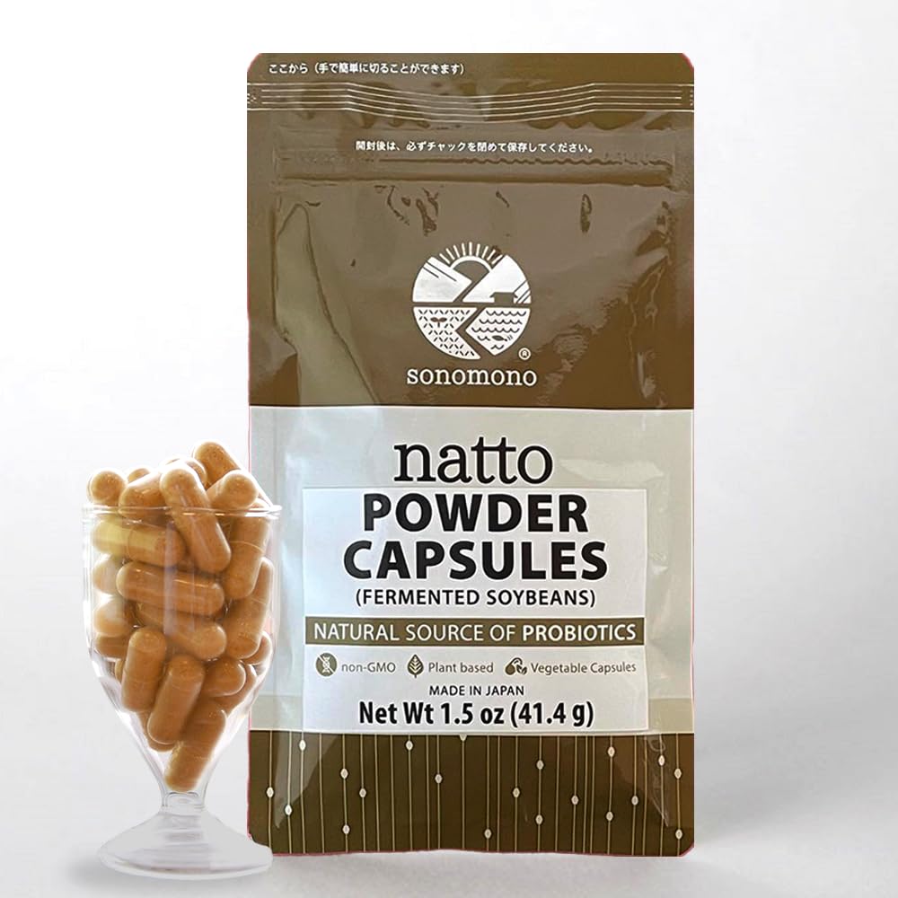 sonomono Whole Natto Capsules - Vegan, Non-GMO, 90 Caps, 1.5 Ounce, Freeze-Dried Probiotics, Additive-Free