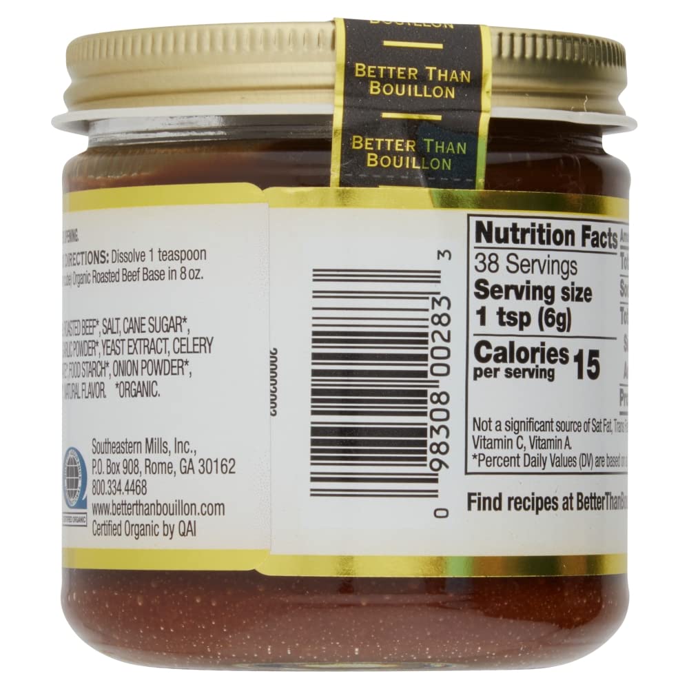 Better Than Bouillon Organic Roasted Beef Base, 8 oz (Pack of 4), USDA Organic, Blendable Flavor Enhancer