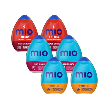 Mio Water Enhancement Variety Pack Includes 2 Black Cherry, 2 Fruit Punch and 2 Sweet Tea 1.62 Fl Oz each (Pack of 6)
