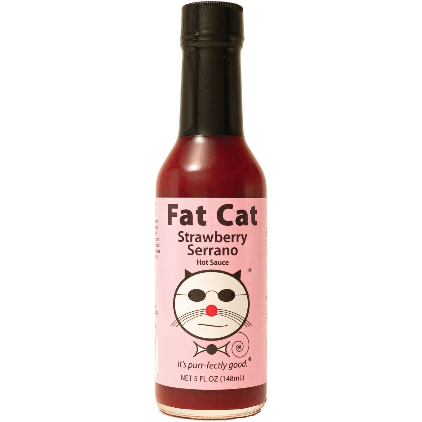 Strawberry Serrano Natural Hot Sauce by Fat Cat Gourmet | Sweet & Spicy Flavor | For Chicken, Seafood, Pork, Ham & More | Mild H