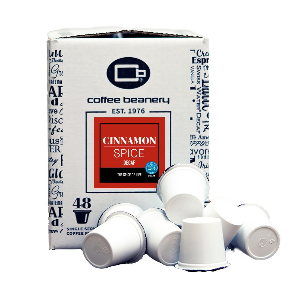 Coffee Beanery Cinnamon Spice Decaf Coffee Pods, Medium Roast, 96 Count Pack