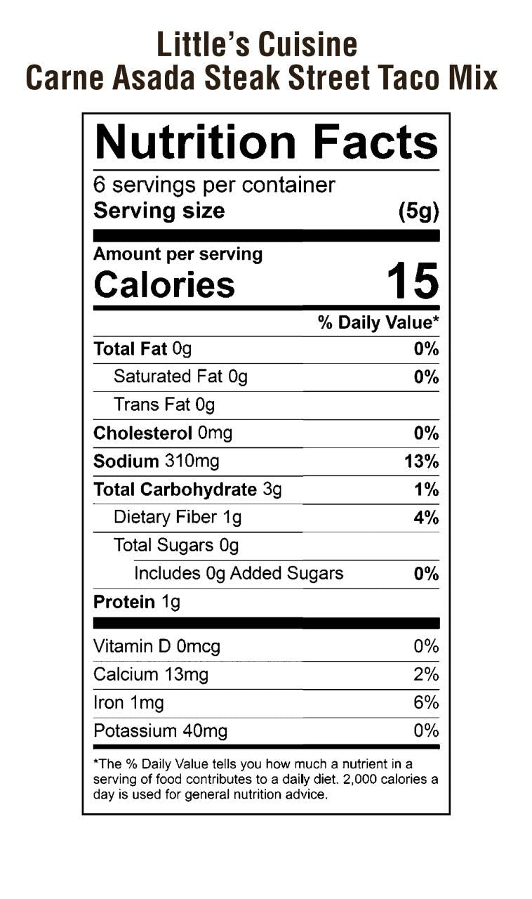 Little'S Cuisine Street Taco Seasoning Mix | Carne Asada1.0 Oz (Case Of 4) | Non-Gmo, Sugar-Free, Kosher, Gluten-Free