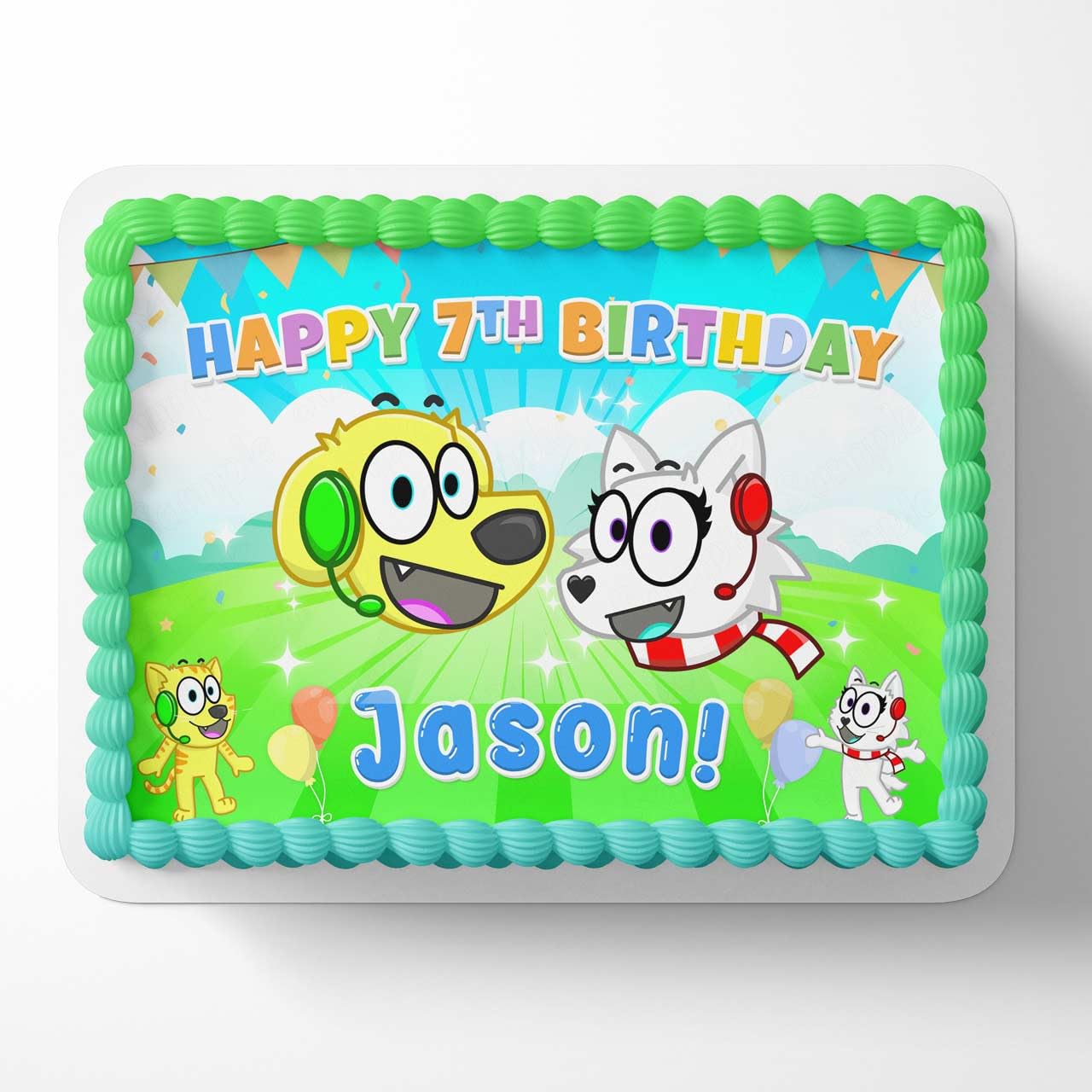 Snowi And Tyler Edible Cake Image Topper Birthday Cake 1/4 Sheet