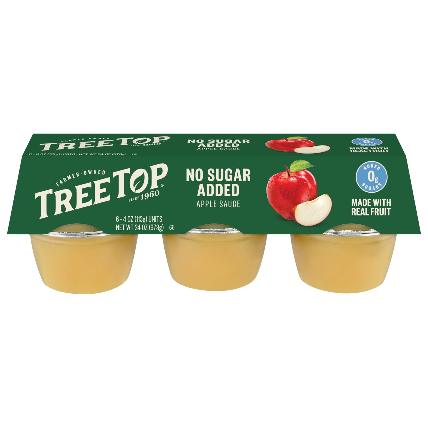Tree Top No Sugar Added Organic Apple Sauce, 6 Count (Pack of 1)