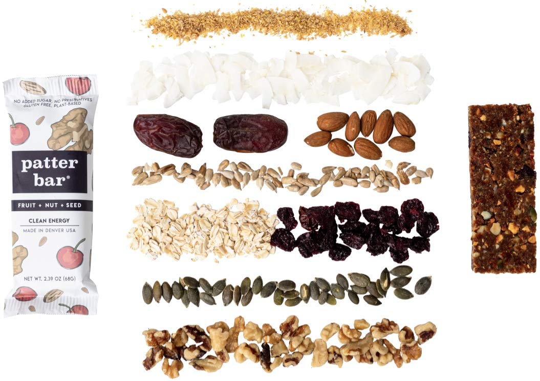 Patter Bar Energy Bars - Gluten Free, Vegan, 100% Whole Foods, 12-Pack